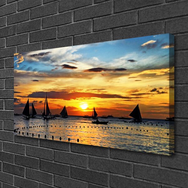 Obraz canvas Łodzie o Zachodzie Słońca