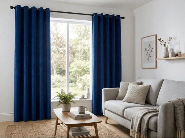 Zasłona zaciemniająca ELVIO VELVET 140x250 cm, granatowa Zawieszanie: Metalowe pierścienie