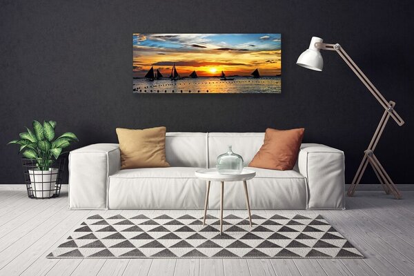 Obraz canvas Łodzie o Zachodzie Słońca