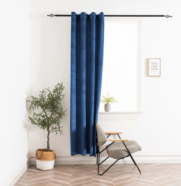 Zasłona zaciemniająca ELVIO VELVET 140x250 cm, granatowa Zawieszanie: Metalowe pierścienie