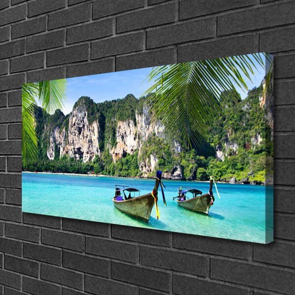 Obraz canvas Kolorowe Łodzie na Falach