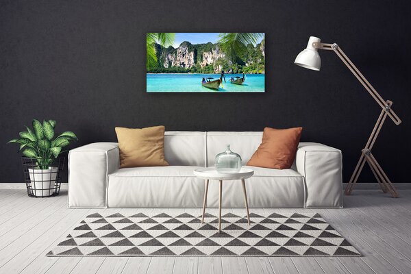 Obraz canvas Kolorowe Łodzie na Falach