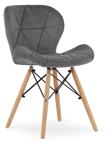 EMWOmeble Krzesła tapicerowane szare LAGO 3373 welur / 4 sztuki