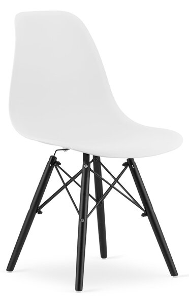 EMWOmeble Białe krzesło skandynawskie OSAKA 3589 nogi czarne / 4 sztuki