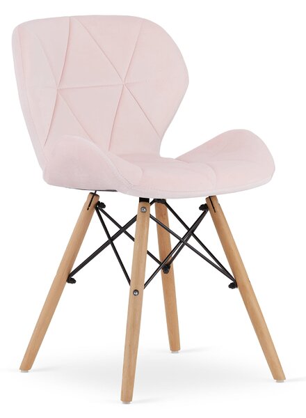 EMWOmeble Krzesła tapicerowane pudrowy róż LAGO 3404 welur / 4 sztuki