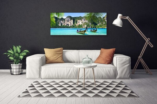 Obraz canvas Kolorowe Łodzie na Falach