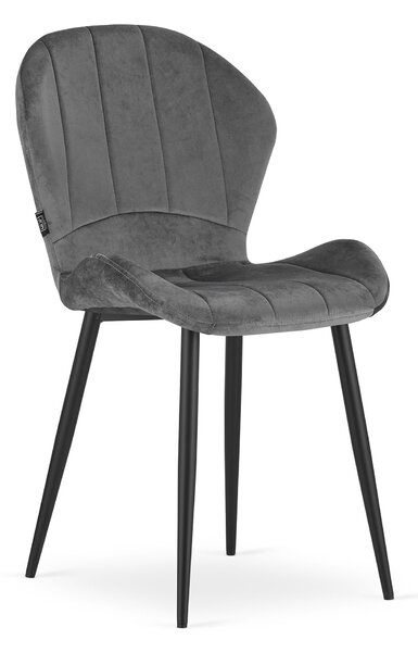 EMWOmeble Krzesła tapicerowane ciemnoszare TERNI 3552 welur / 4 sztuki