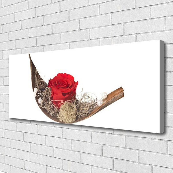 Obraz canvas Czerwona Róża w Kroplach Rosy