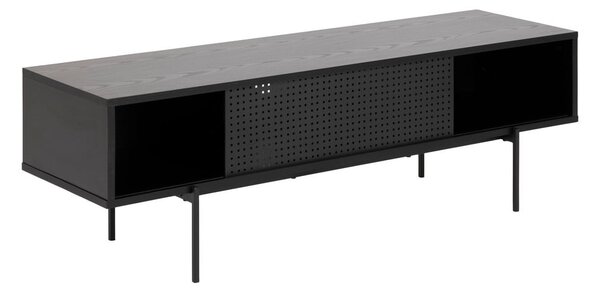 Czarna szafka pod TV w dekorze jesionu 140x45 cm Angus – Actona