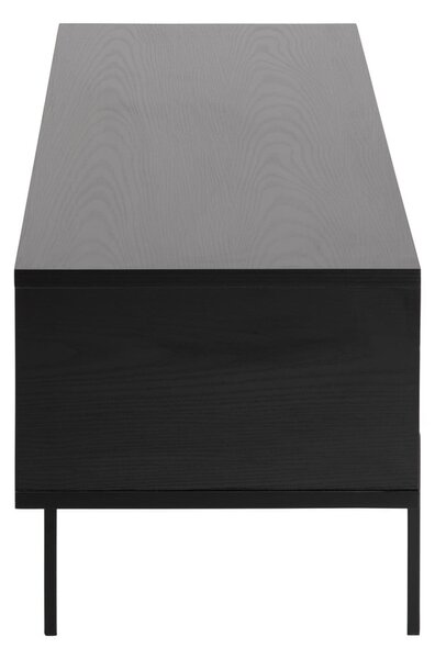 Czarna szafka pod TV w dekorze jesionu 140x45 cm Angus – Actona