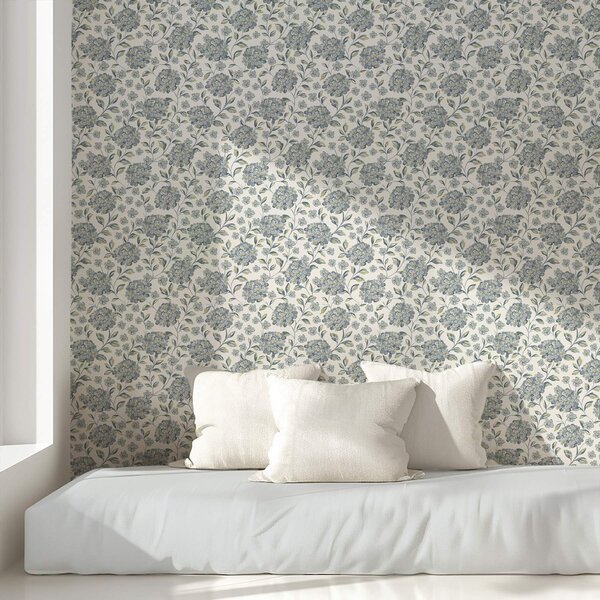 Tapety Kwitnące krzewy i liście w szaro-niebieskiej palecie barw, Tapety Z kwiatami, a00778 : Uwalls.pl