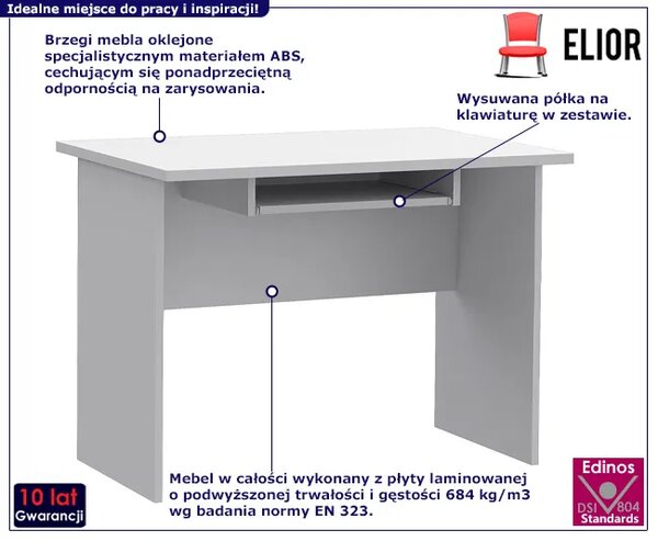 Białe minimalistyczne biurko do komputera 100 cm S9-S26