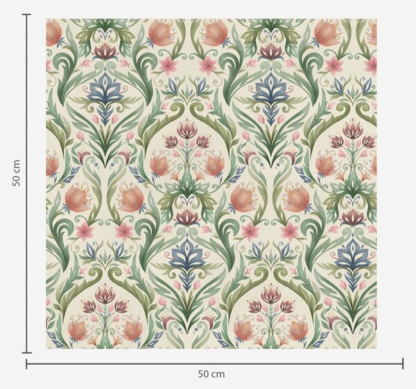 Tapety Symetryczny ornament kwiatowy, terakota i zieleń, Tapety Z kwiatami, a00827 : Uwalls.pl