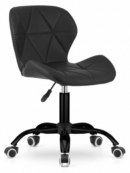 Krzesło obrotowe fotel na kółkach Eliot ekoskóra czarna podstawa (1)