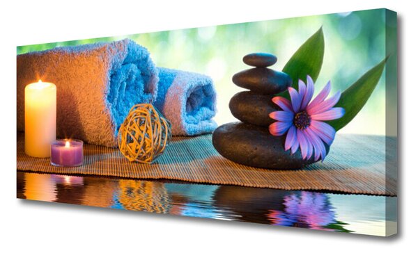 Fotoobraz na płótnie Atmosfera Spa: Świece i Kwiaty