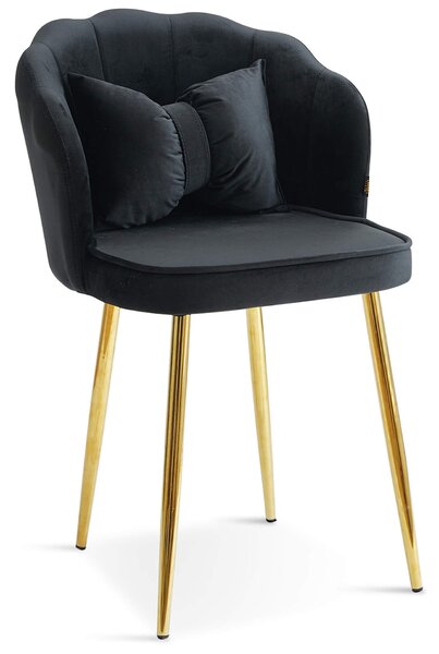 EMWOmeble Krzesło Glamour muszelka DC-6091 czarne, złote nogi