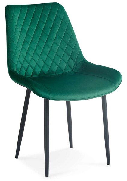 EMWOmeble Krzesło zielone DC-6022 welur, czarne, metalowe nogi