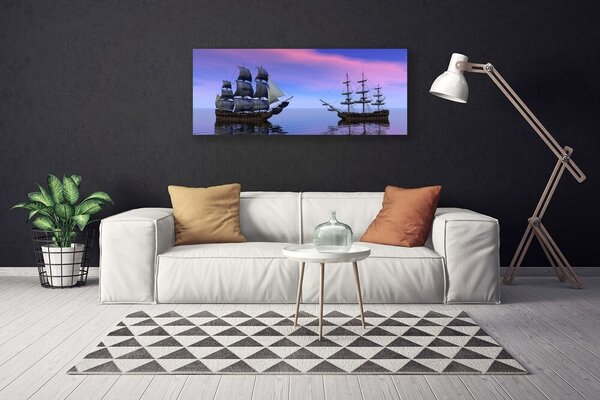 Obraz canvas na ścianę Kolorowe Łodzie na Falach