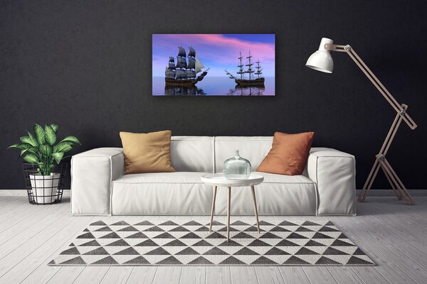 Obraz canvas na ścianę Kolorowe Łodzie na Falach