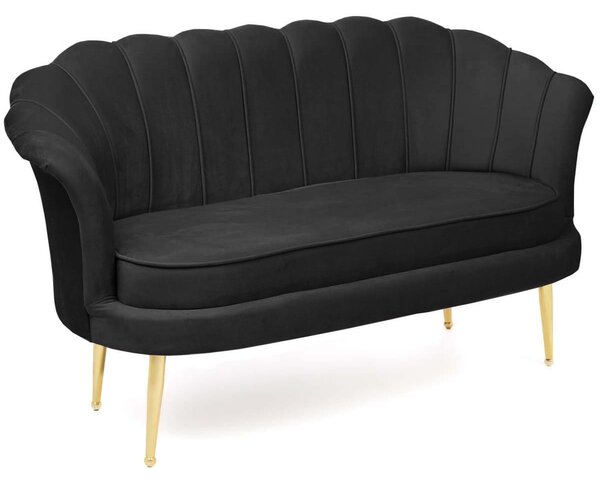 EMWOmeble Sofa muszelka czarna ▪️ Glamour ▪️ ELIF ▪️ welur #28