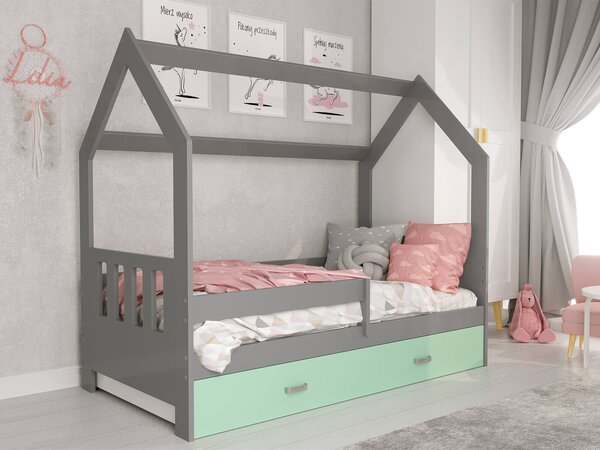 Łóżko Domek dziecięce 160x80 dla dzieci szary D3C