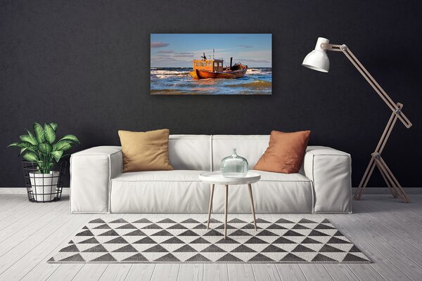 Obraz canvas Samotna Łódź na Horyzoncie