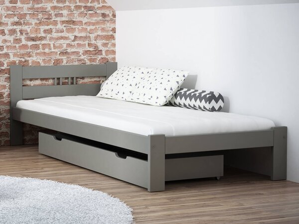 Łóżko ekologiczne drewniane Emilia 90x200 Szare