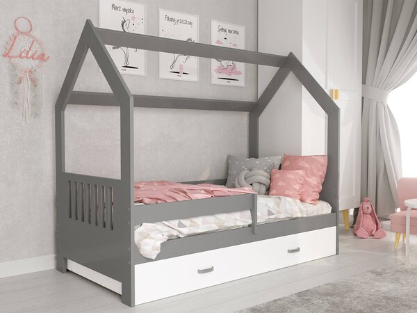 Łóżko Domek dziecięce 160x80 dla dzieci szary D3E