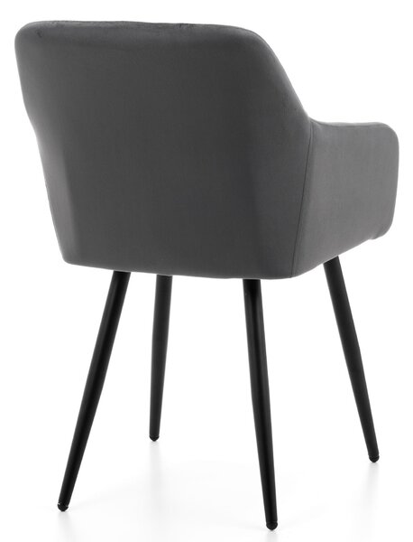 Krzesło tapicerowane do jadalni ORTE szare welurowe nowoczesne