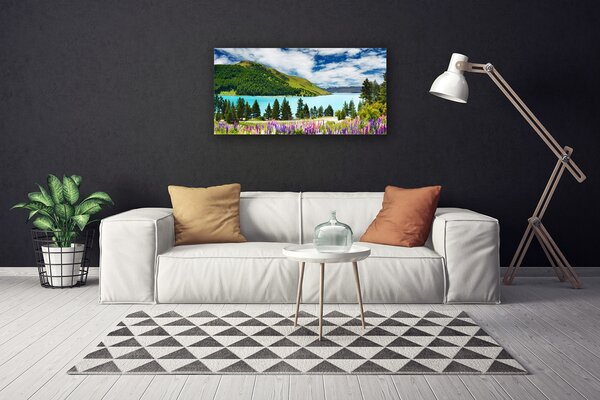 Obraz canvas Panorama Alpejskiego Jeziora