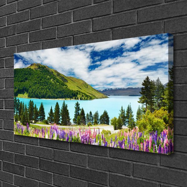 Obraz canvas Panorama Alpejskiego Jeziora