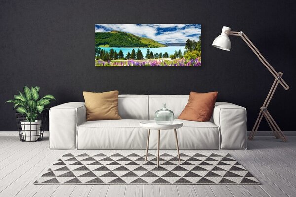 Obraz canvas Panorama Alpejskiego Jeziora