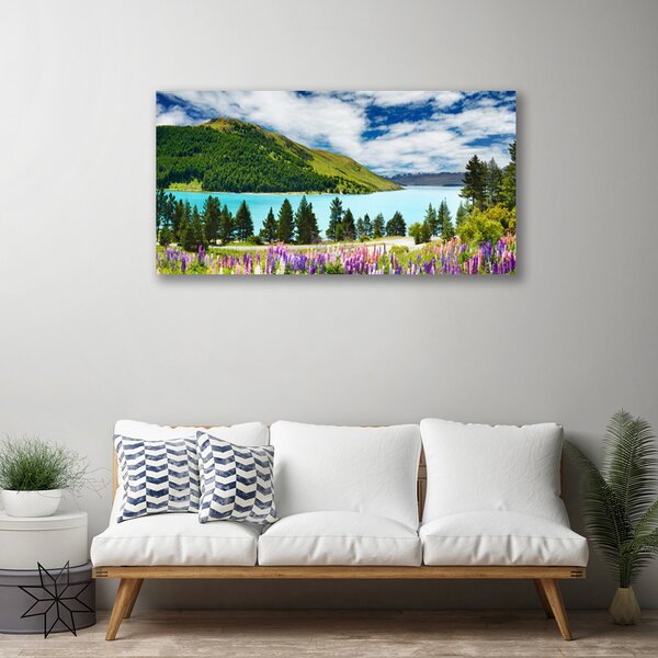 Obraz canvas Panorama Alpejskiego Jeziora