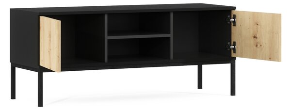 Szafka RTV LANZZI 120x40 cm, czarna/dąb artisan