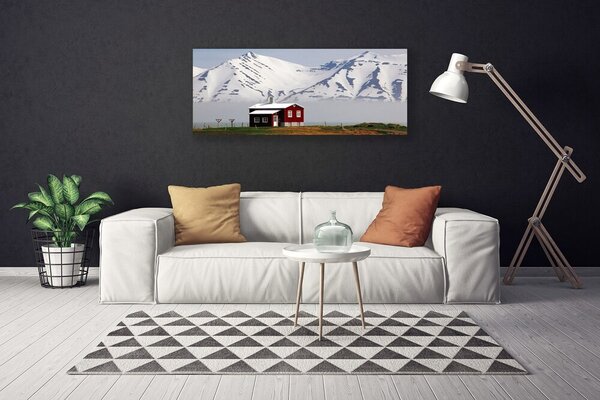 Obraz canvas Chatka w Śnieżnych Alpach