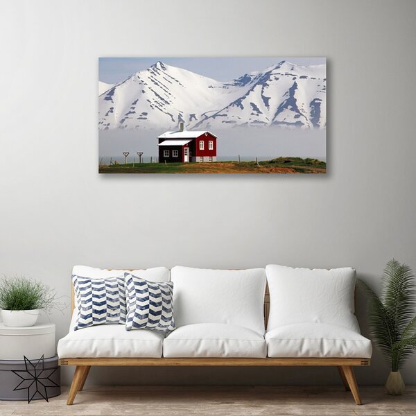 Obraz canvas Chatka w Śnieżnych Alpach