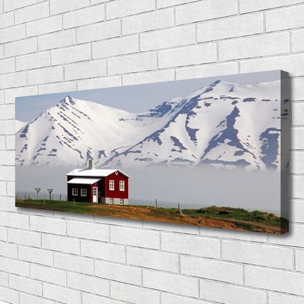 Obraz canvas Chatka w Śnieżnych Alpach
