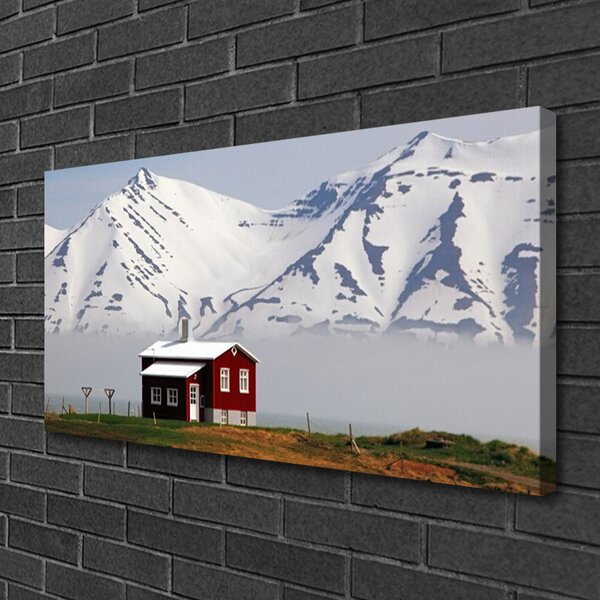Obraz canvas Chatka w Śnieżnych Alpach