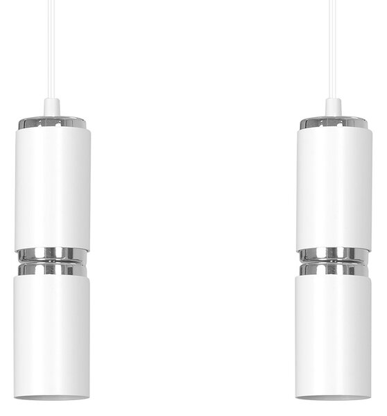 MODESTO 2 WHITE 178/2 nowoczesna lampa białe tuby chrom dodatki LED