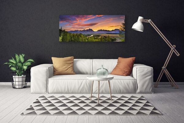 Obraz canvas Górskie Słońce w Gęstym Lesie