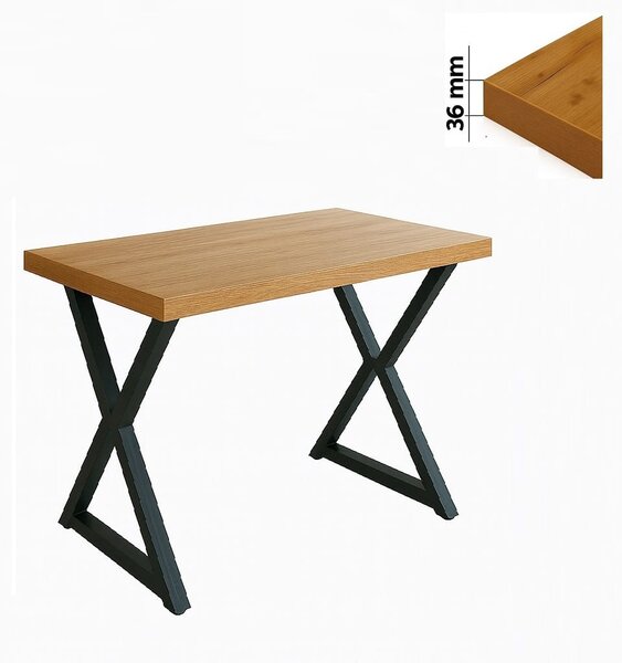 Stół 60x80 cm prostokątny nierozkładany, blat 3,6 cm, nogi Metalowe „ X2 ” I ArtDHome