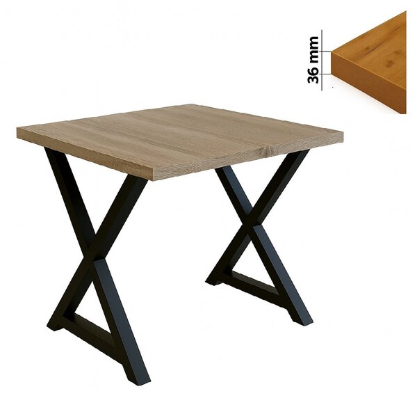 Stół 60x60 cm kwadratowy nierozkładany, blat 3,6 cm, nogi Metalowe „ X2 ” I ArtDHome