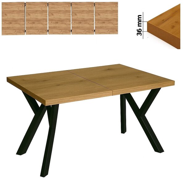 Stół 70x120/270 cm prostokątny rozkładany, blat 3,6 cm, nogi Metalowe „ Y ” I ArtDHome