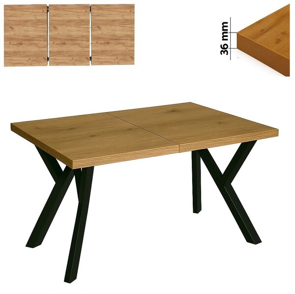 Stół 80x140/190 cm prostokątny rozkładany, blat 3,6 cm, nogi Metalowe „ Y ” PROMOCJA I ArtDHome