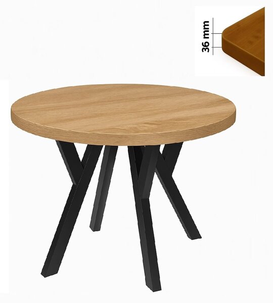 Stół 100 cm okrągły nierozkładany, blat 3,6 cm, nogi Metalowe „ Y ” I ArtDHome