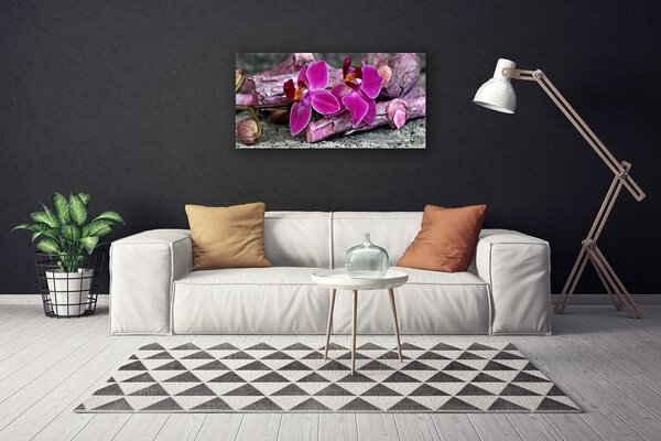 Obraz canvas Kwiaty na Rustykalnym Drewnie
