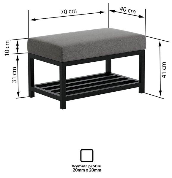 Ławka Isa z półką na buty siedziskiem beżowym