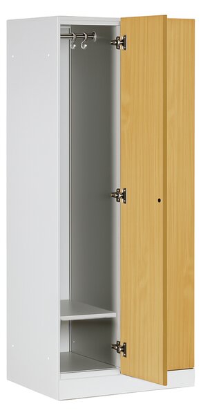 Szafa ubraniowa S1 obniżona, 2-drzwiowa, 1500 x 600 x 500 mm, demontaż, zamek cylindryczny, drzwi laminowane, brzoza