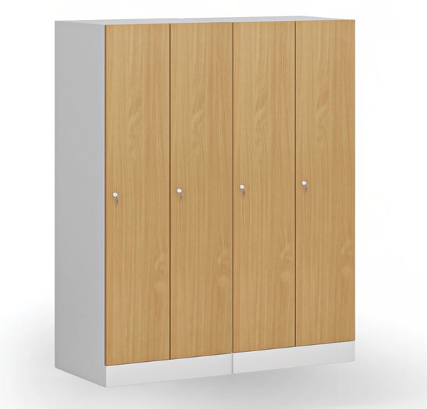 Szafa ubraniowa S1 obniżona, 2-drzwiowa, 1500 x 600 x 500 mm, demontaż, zamek cylindryczny, drzwi laminowane, brzoza