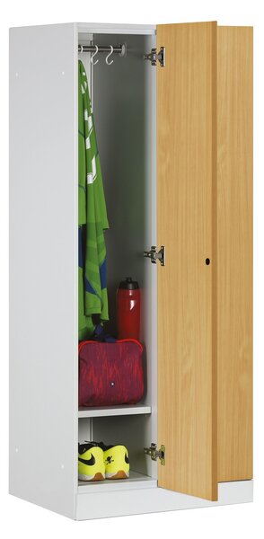 Szafa ubraniowa S1 obniżona, 2-drzwiowa, 1500 x 600 x 500 mm, demontaż, zamek cylindryczny, drzwi laminowane, brzoza